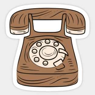 Line art of a Wooden telephone Sticker